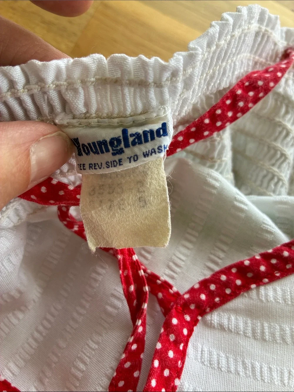Vintage 70s/80s Union Tag Youngland White Rainbow Polka Dot Tiered Sundress 5